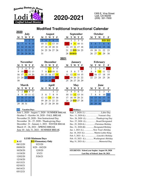 Lodi Usd Calendar